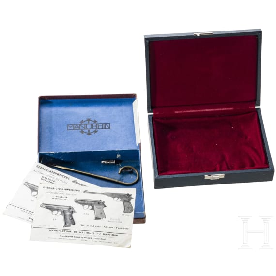 Walther-Manurhin Karton und Walther Pr&auml;sentationsschatulle