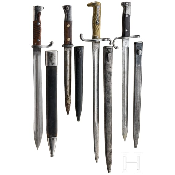 Four Mauser bayonets, 19th/20th century
