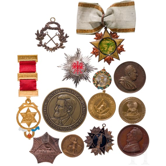 A extensive collection of Masonic and lodge decorations