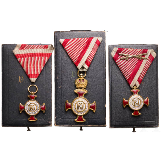Three Gold Crosses of Merit of the Order of Franz Joseph