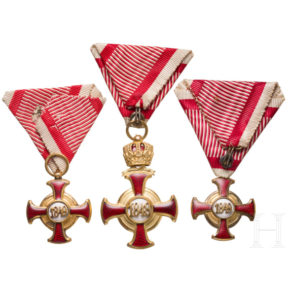 Three Gold Crosses of Merit of the Order of Franz Joseph