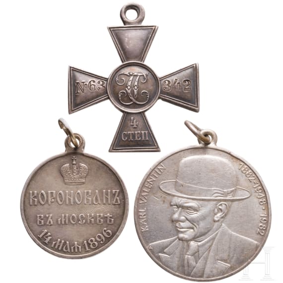 Russian Cross of St. George, 4th Class, and two silver medals