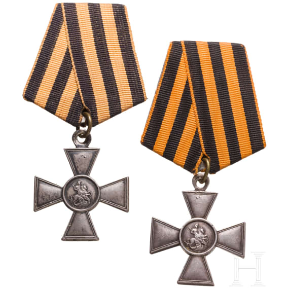 Two Russian St. George's Crosses, 3rd and 4th class, circa 1914/16