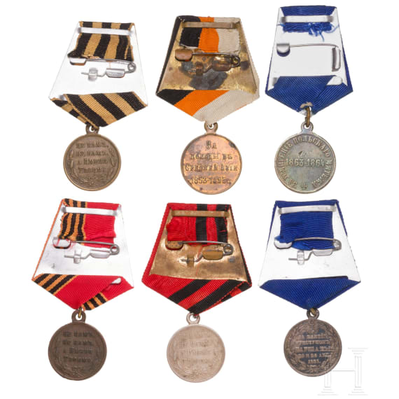 Group of six Russian campaign medals, from 1831