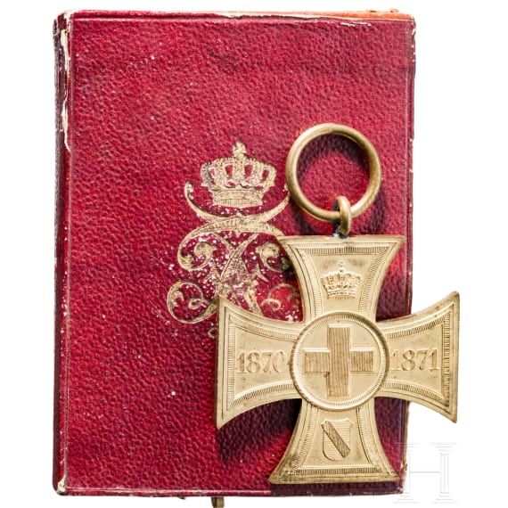 A cased Baden Commemorative Cross for Voluntary Service in 1870&ndash;71