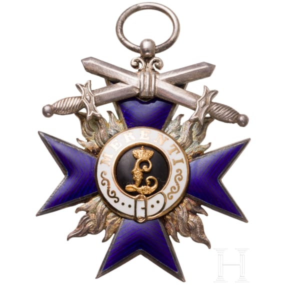 A cased Bavarian Military Order of Merit 4th class with swords