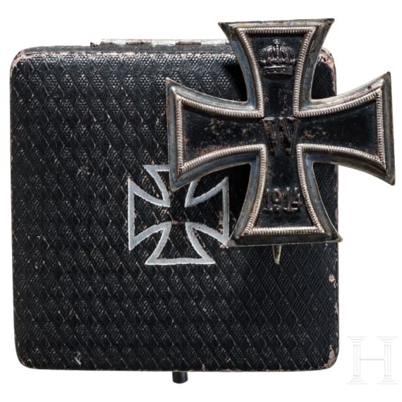 A cased Iron Cross 1914 1st class made by Klein in Oberstein