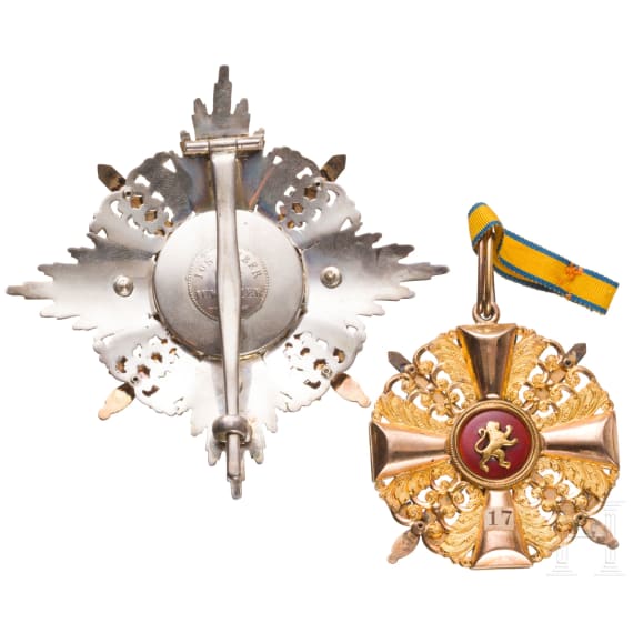 General Gerhard Tappen - Bruststern und Kommandeurskreuz 1.Klasse mit Schwertern des badischen Orden vom Z&auml;hringer L&ouml;wen im Etui