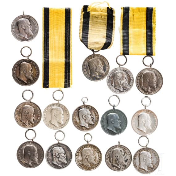 A Collection of 15 silver W&uuml;rttemberg Military Merit Medals