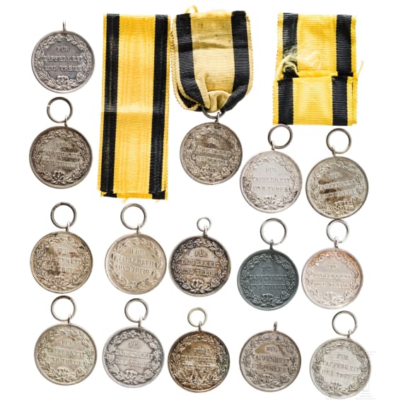 A Collection of 15 silver W&uuml;rttemberg Military Merit Medals