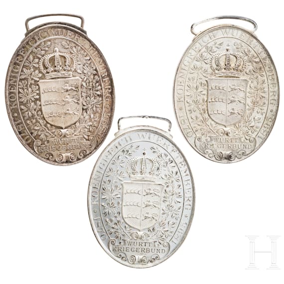Three flag medals for W&uuml;rttemberg veterans' associations, 1895