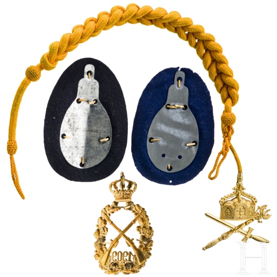 A Imperial Shooting Cord and three Imperial Shooting Badges, dated 1909 and 1910