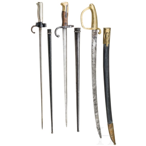 Sammlung sechs Blankwaffen, meist franz&ouml;sisch, 19./20. Jhdt.