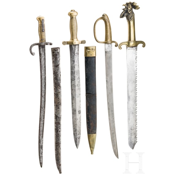 Sammlung sechs Blankwaffen, meist franz&ouml;sisch, 19./20. Jhdt.