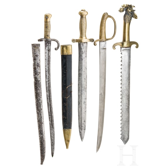 Sammlung sechs Blankwaffen, meist franz&ouml;sisch, 19./20. Jhdt.