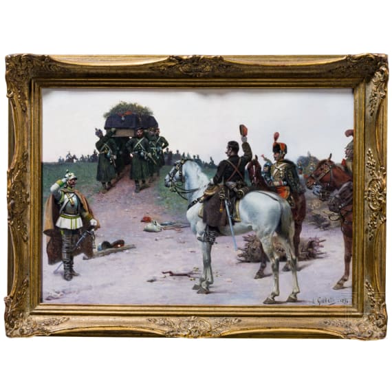 Louis Gardette - Feierliche &Uuml;bergabe des Leichnams von General Guilhem, datiert 1891