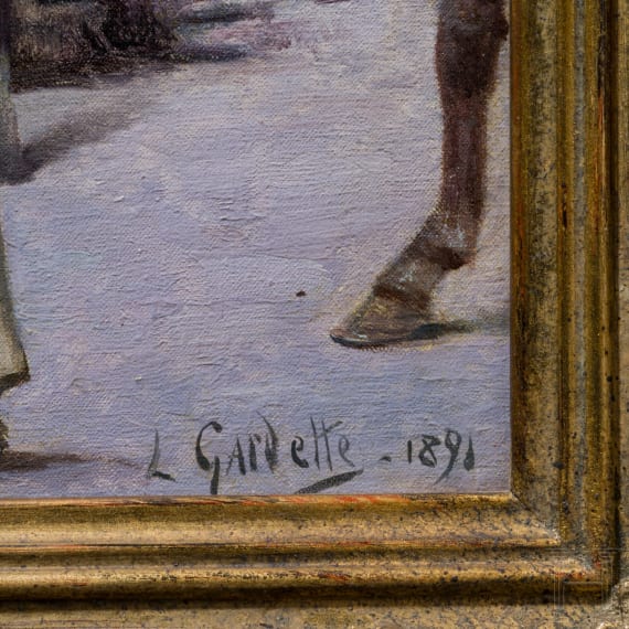 Louis Gardette - Feierliche &Uuml;bergabe des Leichnams von General Guilhem, datiert 1891