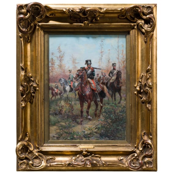 Paul Emile Perboyre (1851 - 1929) - Leichte franz&ouml;sische Kavallerie im Feuergefecht