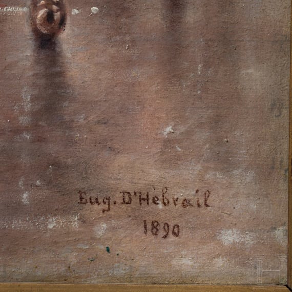 Eugene D' Hebrail - &bdquo;K&uuml;rassiere beim Empfang einer Botschaft im &Eacute;lys&eacute;e - Palast&ldquo;, datiert 1890