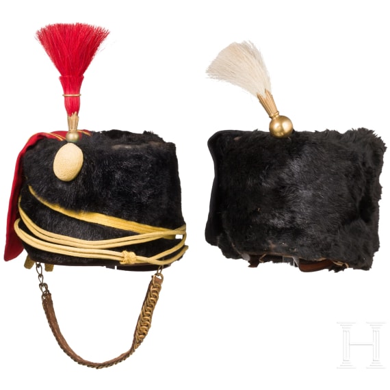 Two fur caps for mounted troops, 20th century