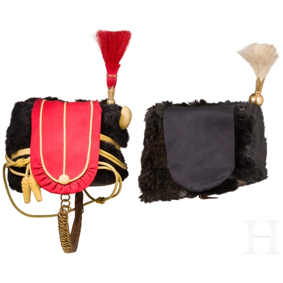 Two fur caps for mounted troops, 20th century
