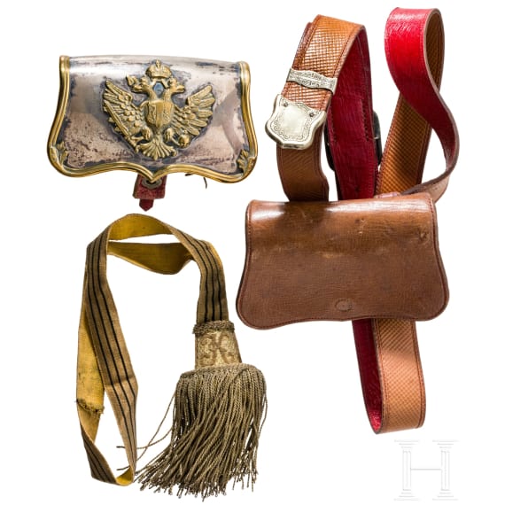 Two cartouche boxes and a sword knot