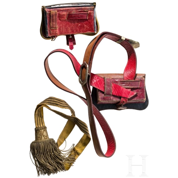 Two cartouche boxes and a sword knot