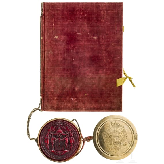 Adelsbrief f&uuml;r die Familie Schauerin (Schauer) mit eigenh&auml;ndiger Unterschrift von Kaiser Josef II. (1741- 1790)