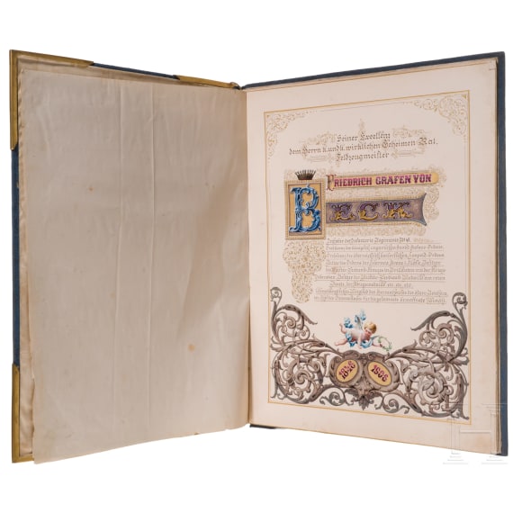Gro&szlig;e Prunkmappe f&uuml;r den k. u. k. Feldzeugmeister Friedrich Graf von Eck, Inhaber des IR 47, um 1906