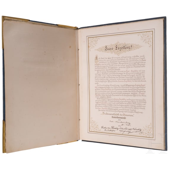 Gro&szlig;e Prunkmappe f&uuml;r den k. u. k. Feldzeugmeister Friedrich Graf von Eck, Inhaber des IR 47, um 1906