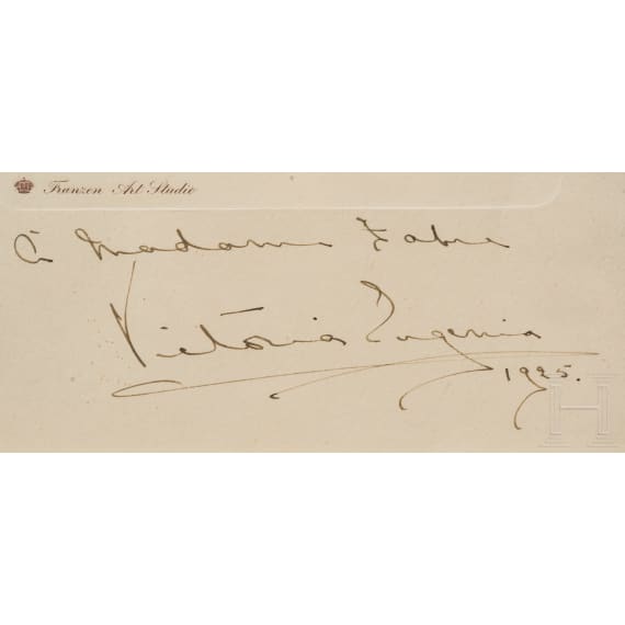 K&ouml;nigin Victoria Eugenie (1887 &ndash; 1969) von Spanien &ndash; Portr&auml;tfoto der jungen K&ouml;nigin mit eigenh&auml;ndiger Tintenunterschrift