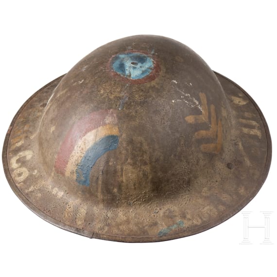 A steel helmet M 17 &ldquo;Brodie&rdquo; of a veteran of the 42nd Infantry Division, the &ldquo;Rainbow Division&rdquo;