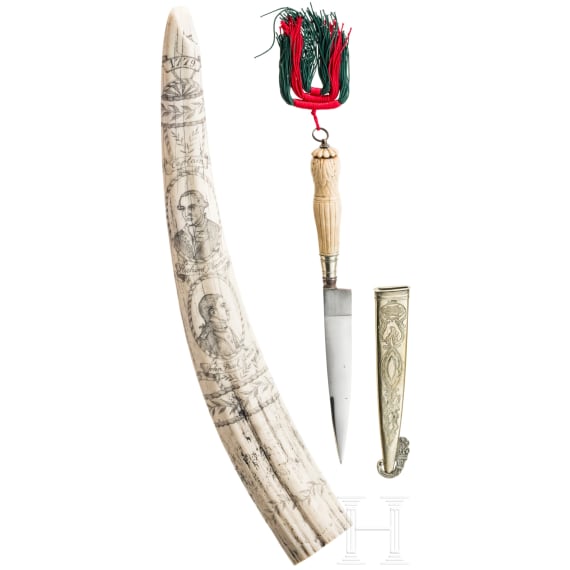 Walrosszahn als Sammleranfertigung und Gaucho - Messer
