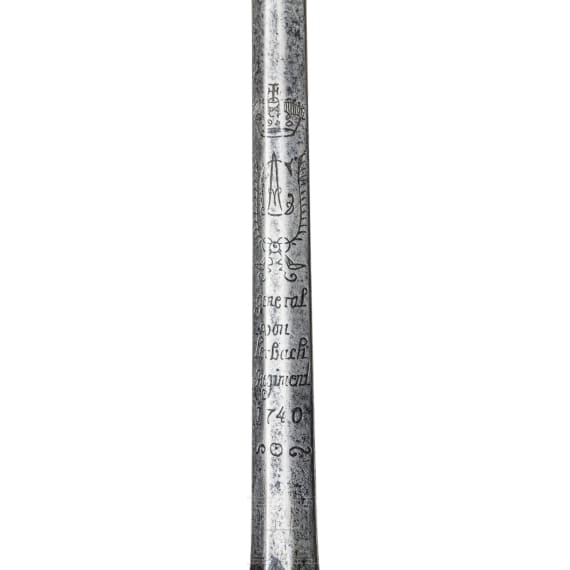 Milit&auml;rischer Degen des General von Lehrbach Regiments, F&uuml;rstbistum M&uuml;nster, datiert 1740