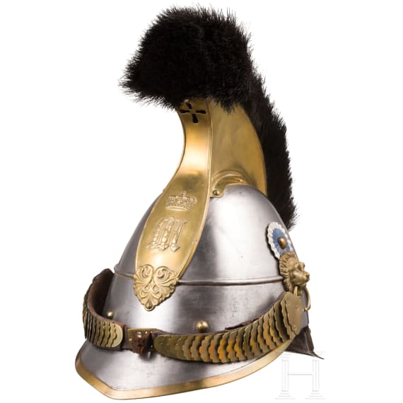 Helm M 1842 f&uuml;r Mannschaften der K&uuml;rassiere, Trageweise ab 1848