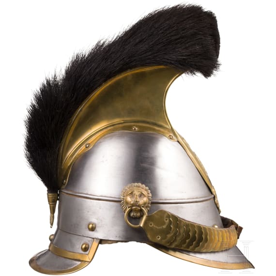 Helm M 1842 f&uuml;r Mannschaften der K&uuml;rassiere, Trageweise ab 1848