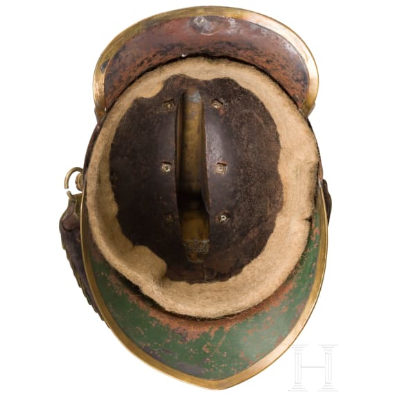 Helm M 1842 f&uuml;r Mannschaften der K&uuml;rassiere, Trageweise ab 1848