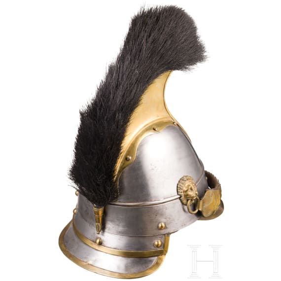Helm M 1842 f&uuml;r Mannschaften der K&uuml;rassiere, Trageweise ab 1848