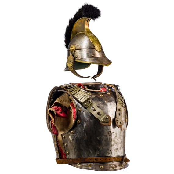A helmet M 1842 and a cuirass for troopers of Bavarian cuirassiers