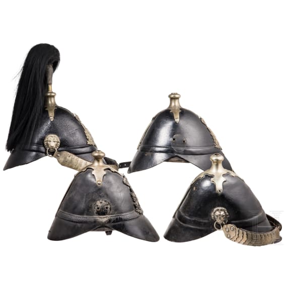 Four fragmentary M 1848 helmets of the Landwehr infantry