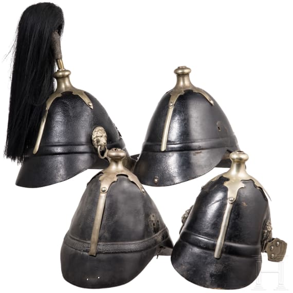 Four fragmentary M 1848 helmets of the Landwehr infantry