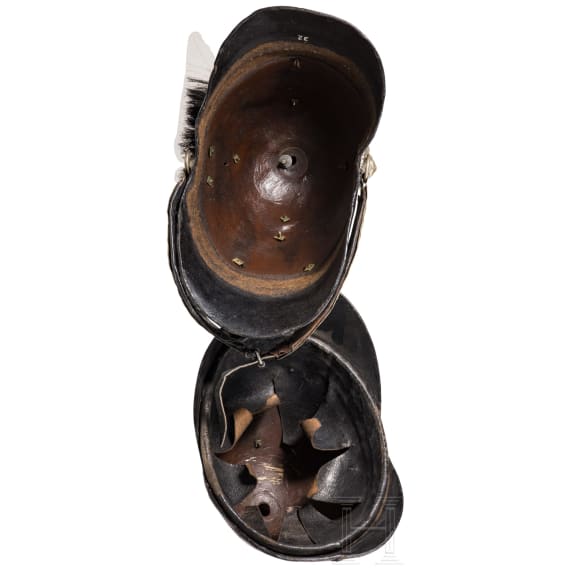 Four fragmentary M 1848 helmets of the Landwehr infantry