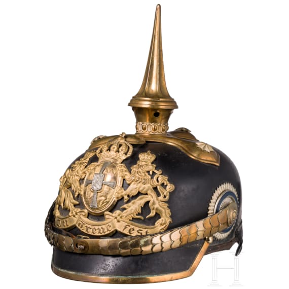 A helmet M 1886 for infantry reserve officers with its field-grey cover and orders