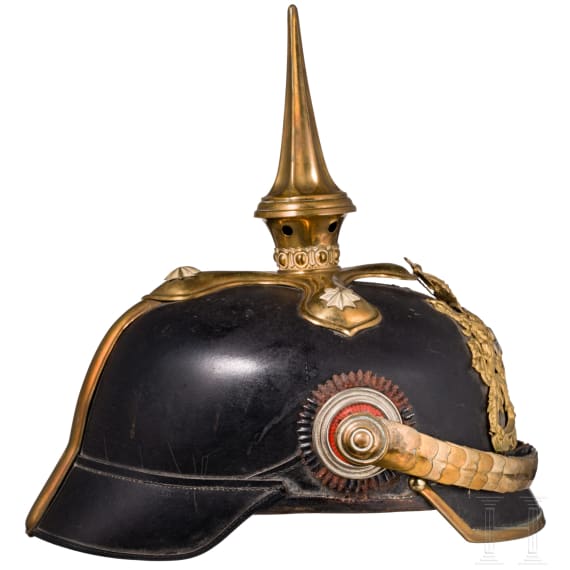 A helmet M 1886 for infantry reserve officers with its field-grey cover and orders