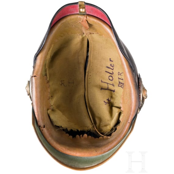 A helmet M 1886 for infantry reserve officers with its field-grey cover and orders