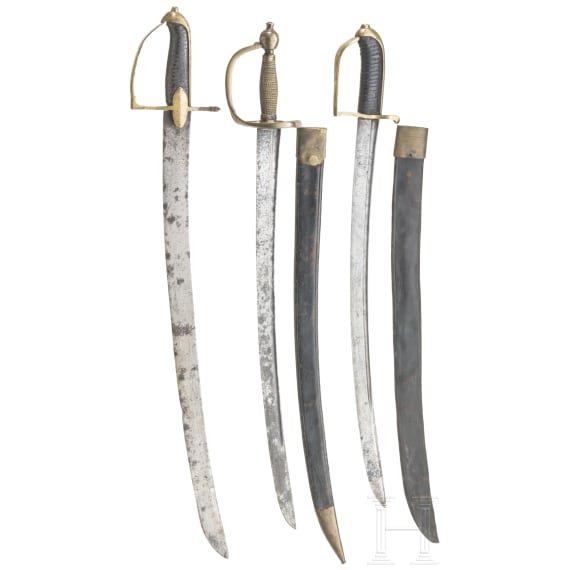 Three sabers for armymen, circa 1800