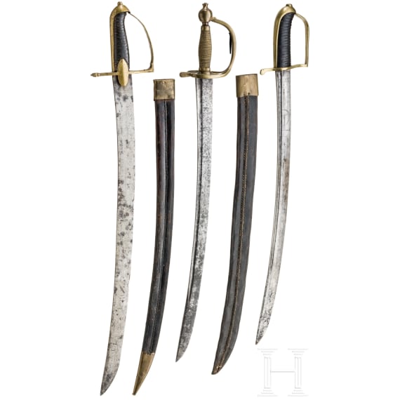 Three sabers for armymen, circa 1800