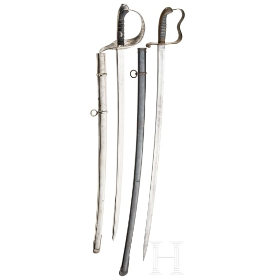 Two sabres for officers, Bavaria and Austria, circa 1900