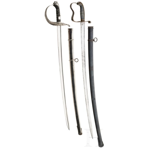 Two sabres for officers, Bavaria and Austria, circa 1900