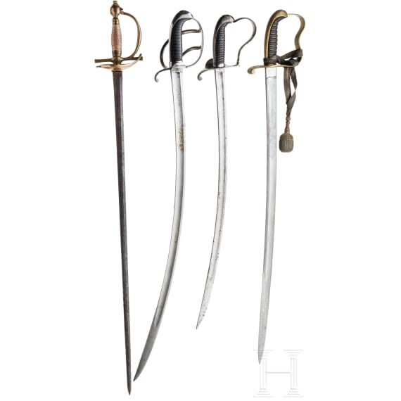 Four sabers or &eacute;p&eacute;es